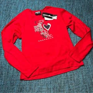 Rocawear Long Sleeve Brush Heart Shirt In Red